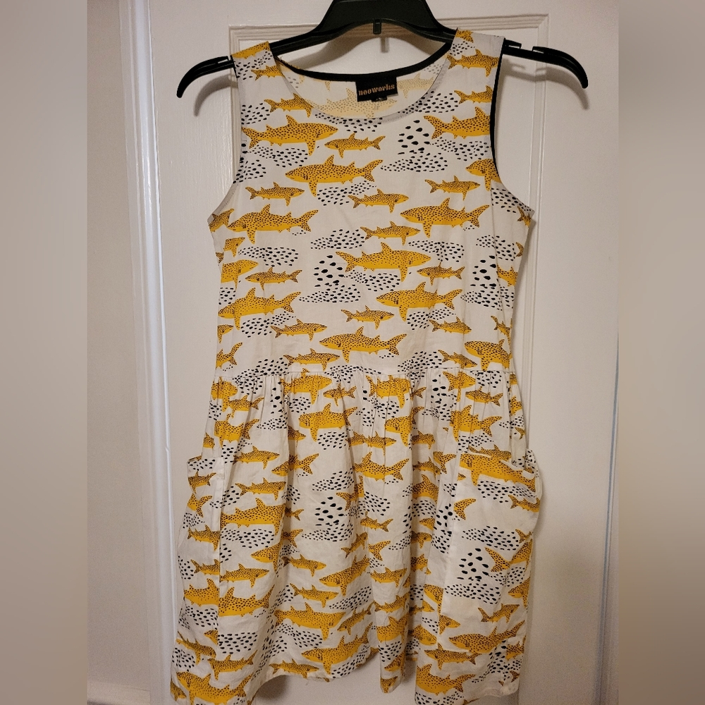 Nooworks x Lorien Stern Sharks Big Pocket Dress S NWOT